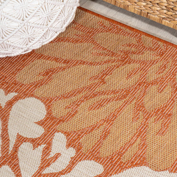 Zinnia Modern Floral Textured Weave Indoor/outdoor Runner Rug